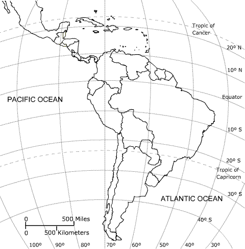 blank map of south america and caribbean